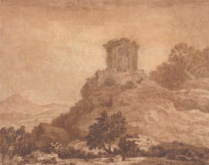 Paesaggio con tempio in rovina
